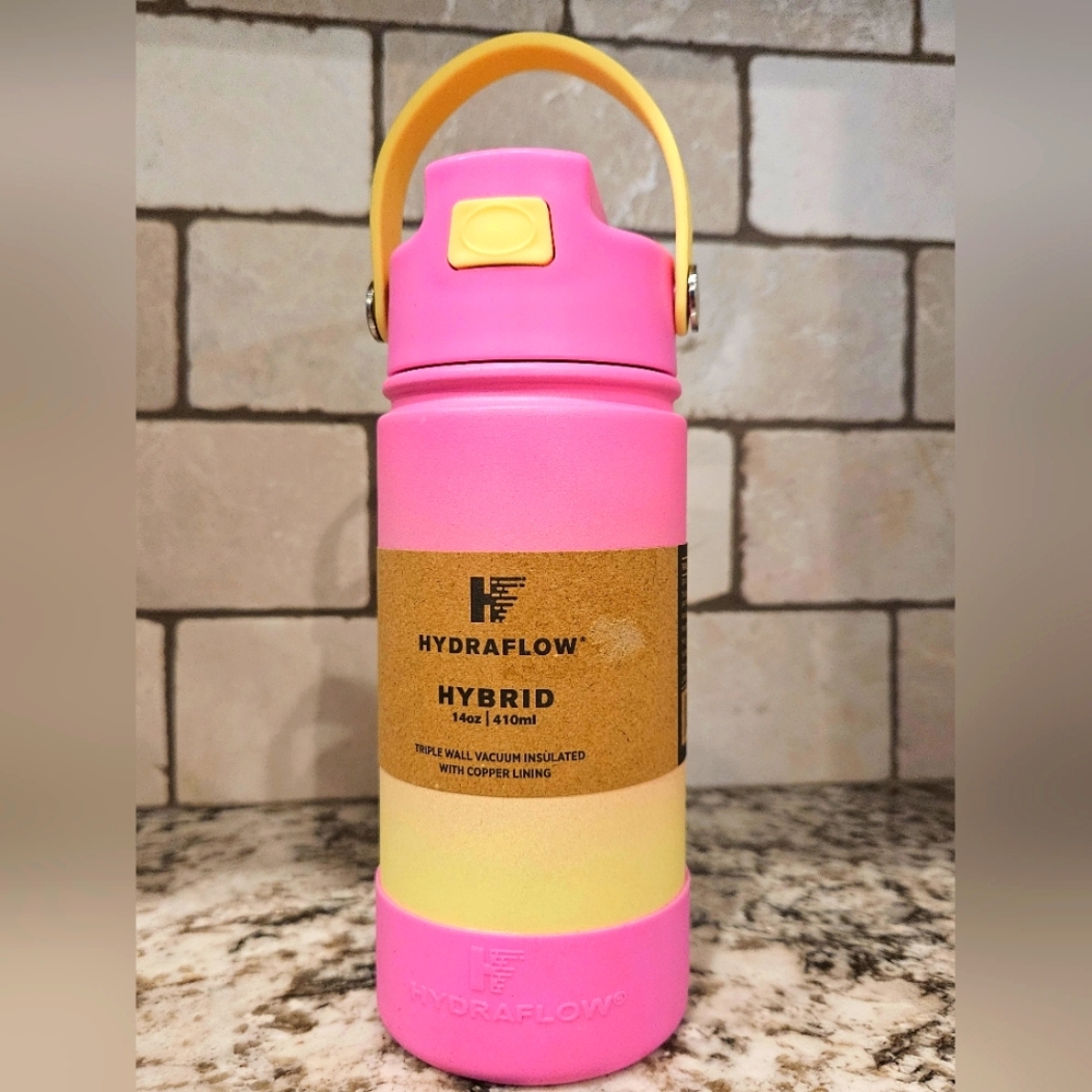 Hydraflow Hybrid 14 oz Custom Laser Engraved Tumbler Pink Yellow Ombre